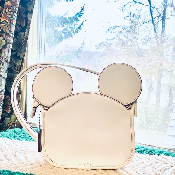 Coach X Disney Mickey Mouse Patrica Chalky White Ear Handbag Medium - Picture 1 of 3